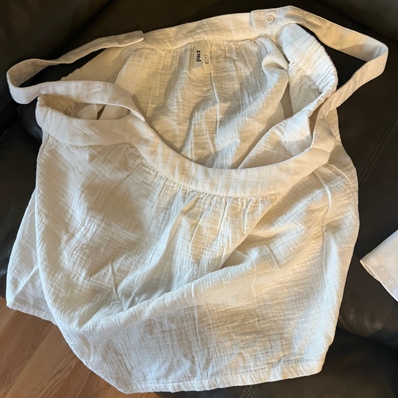 PACT womens organic cotton gauze tiered Cream & white Tank Top New without tags - Picture 2 of 8